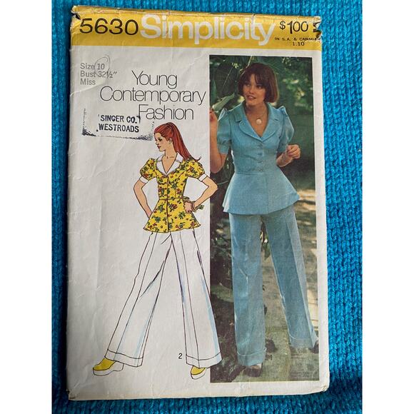 Simplicity sewing pattern  5630 pants set wide leg 1960s - Picture 1 of 5